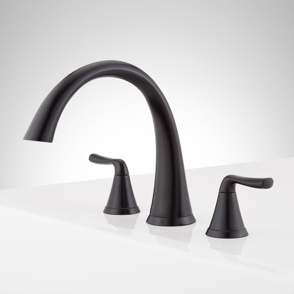 Signature Hardware Matte Black Two Handle Roman Tub Faucet (Trim Only) 