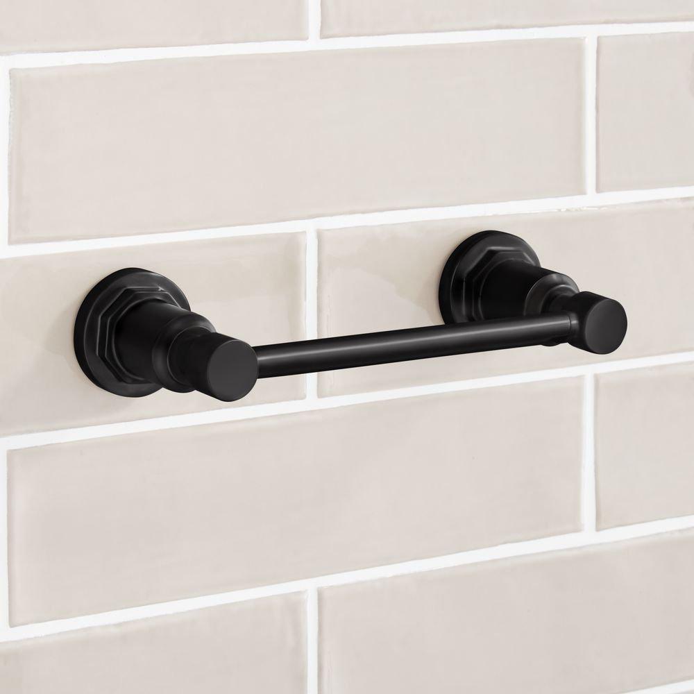 Signature Hardware Matte Black Pivoting Toilet Paper Holder 