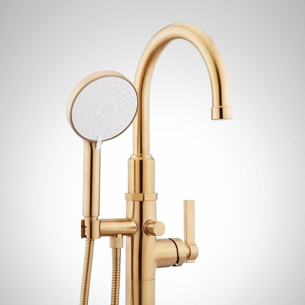 Signature Hardware Brushed Gold Single Handle Lever Floor Mount Filler (Trim Only) 