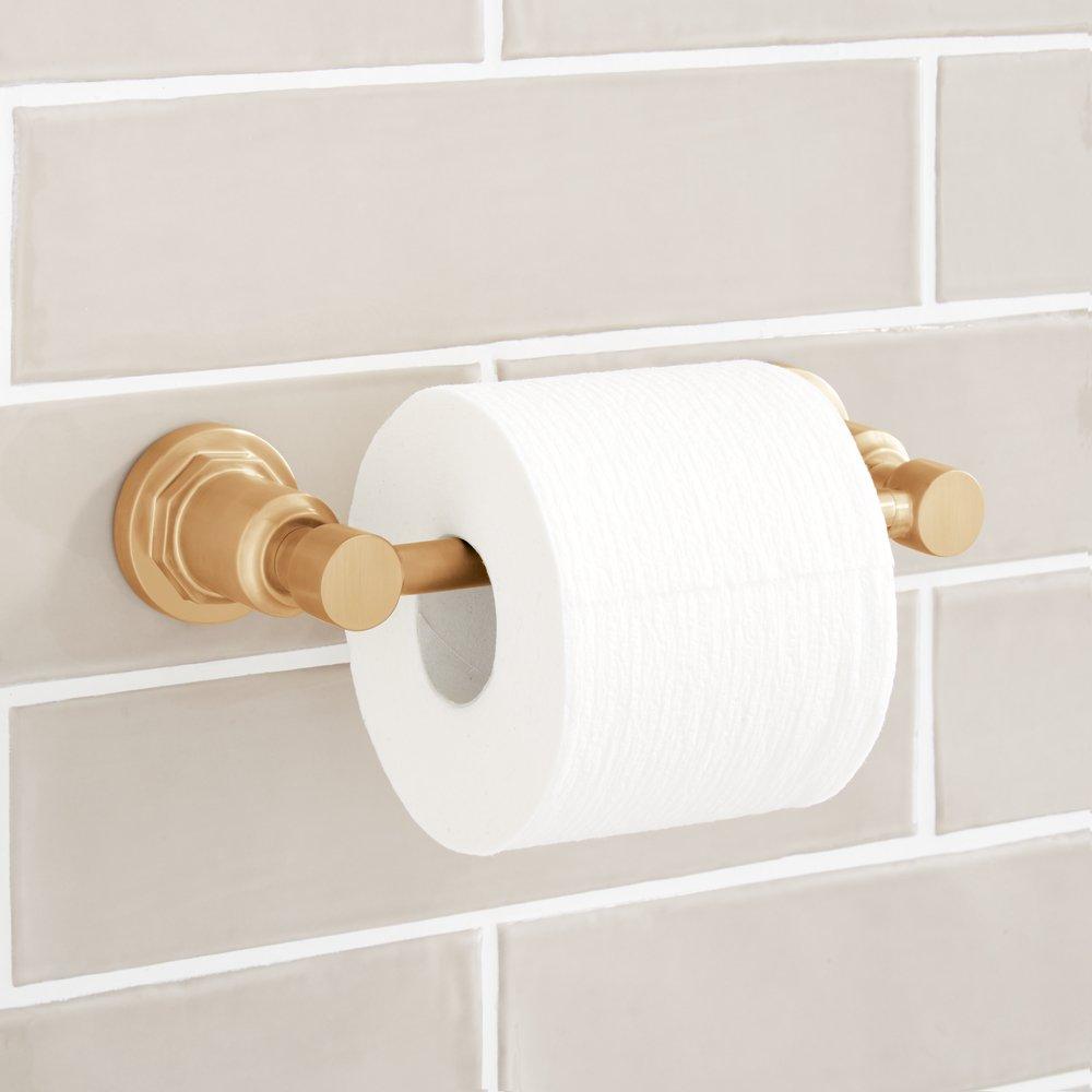 Signature Hardware Brushed Gold Wall Mount Toilet Tissue Holder 