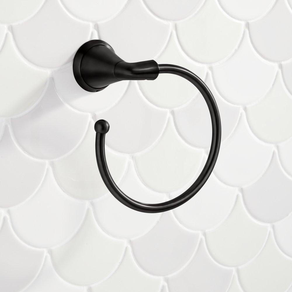 Signature Hardware Matte Black Round Open Towel Ring 