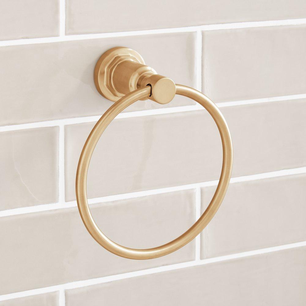 Signature Hardware Brushed Gold Round Closed Towel Ring 