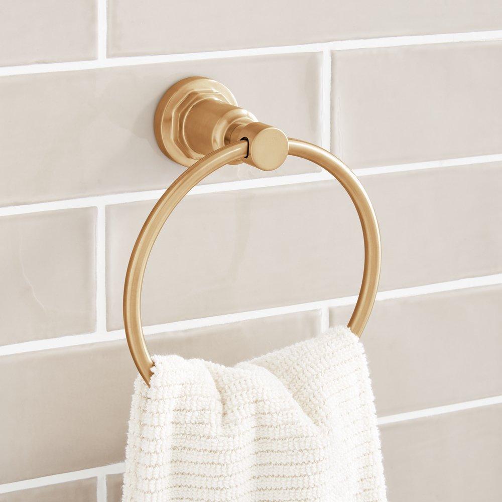 Signature Hardware Brushed Gold Round Closed Towel Ring 