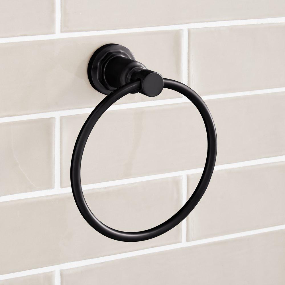 Signature Hardware Matte Black Round Closed Towel Ring 