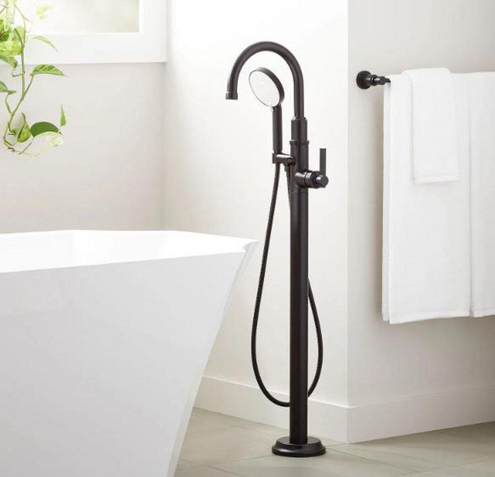 Signature Hardware Matte Black Single Handle Lever Floor Mount Filler (Trim Only) 