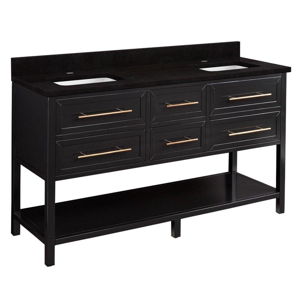 Signature Hardware Black 60 in. Floor Mount Vanity 