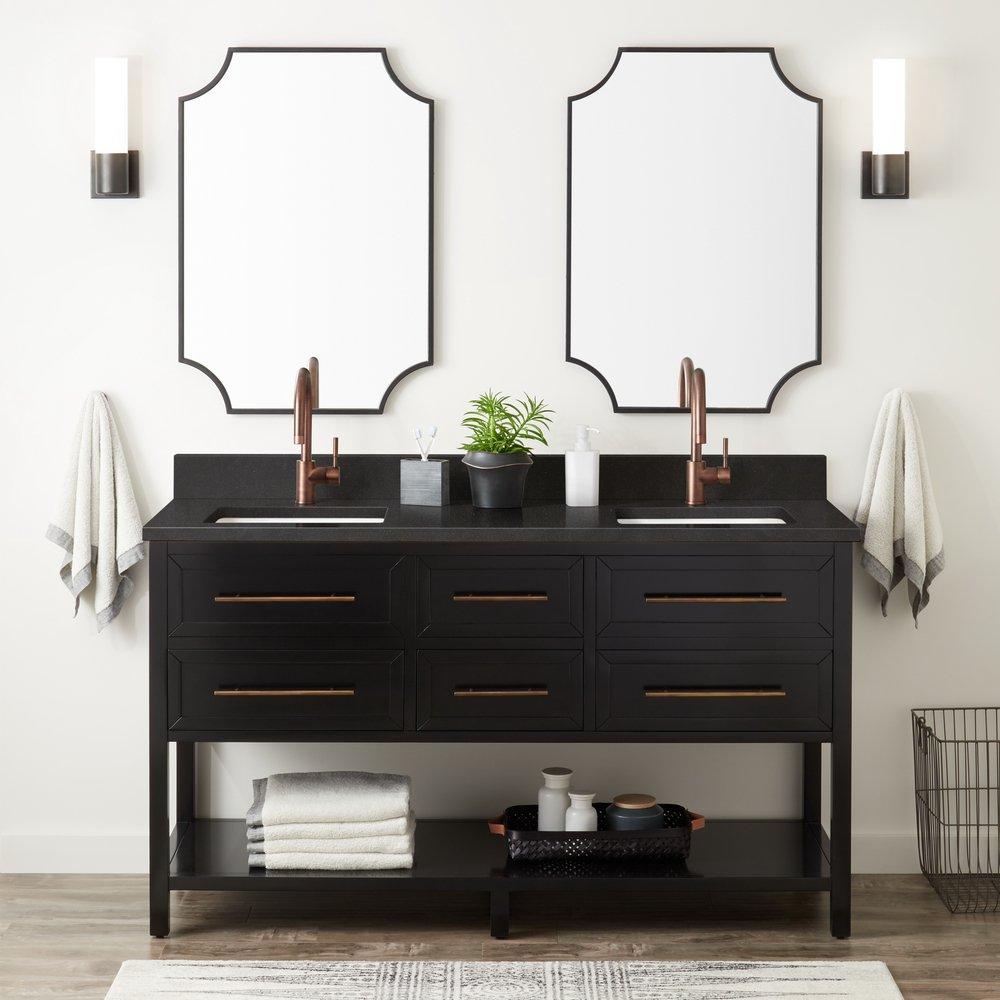 Signature Hardware Black 60 in. Floor Mount Vanity 