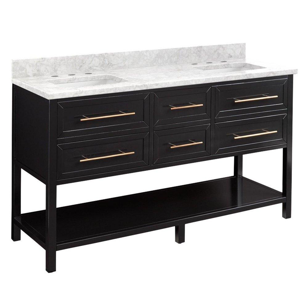 Signature Hardware Black 60 in. Floor Mount Vanity 