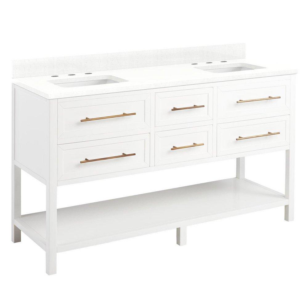 Signature Hardware Bright White 60 in. Floor Mount Vanity 