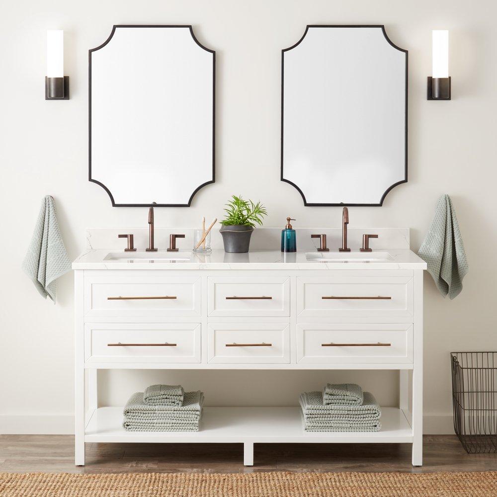 Signature Hardware Bright White 60 in. Floor Mount Vanity 