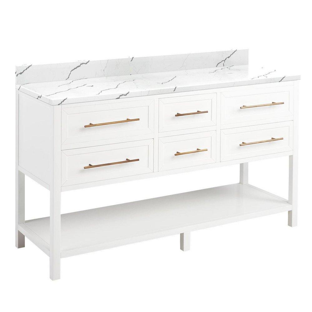 Signature Hardware Bright White 60 in. Floor Mount Vanity 