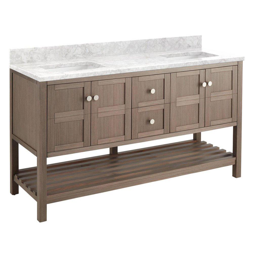 Signature Hardware Ash Brown 60 in. Floor Mount Vanity 