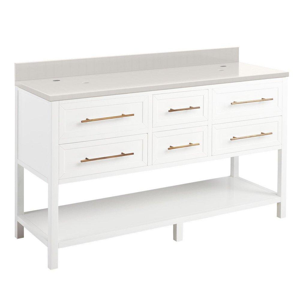 Signature Hardware Bright White 60 in. Floor Mount Vanity 