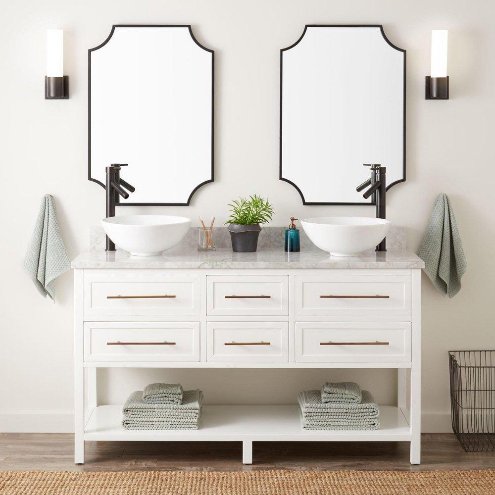 Signature Hardware Bright White 60 in. Floor Mount Vanity 