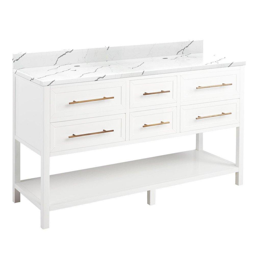 Signature Hardware Bright White 60 in. Floor Mount Vanity 