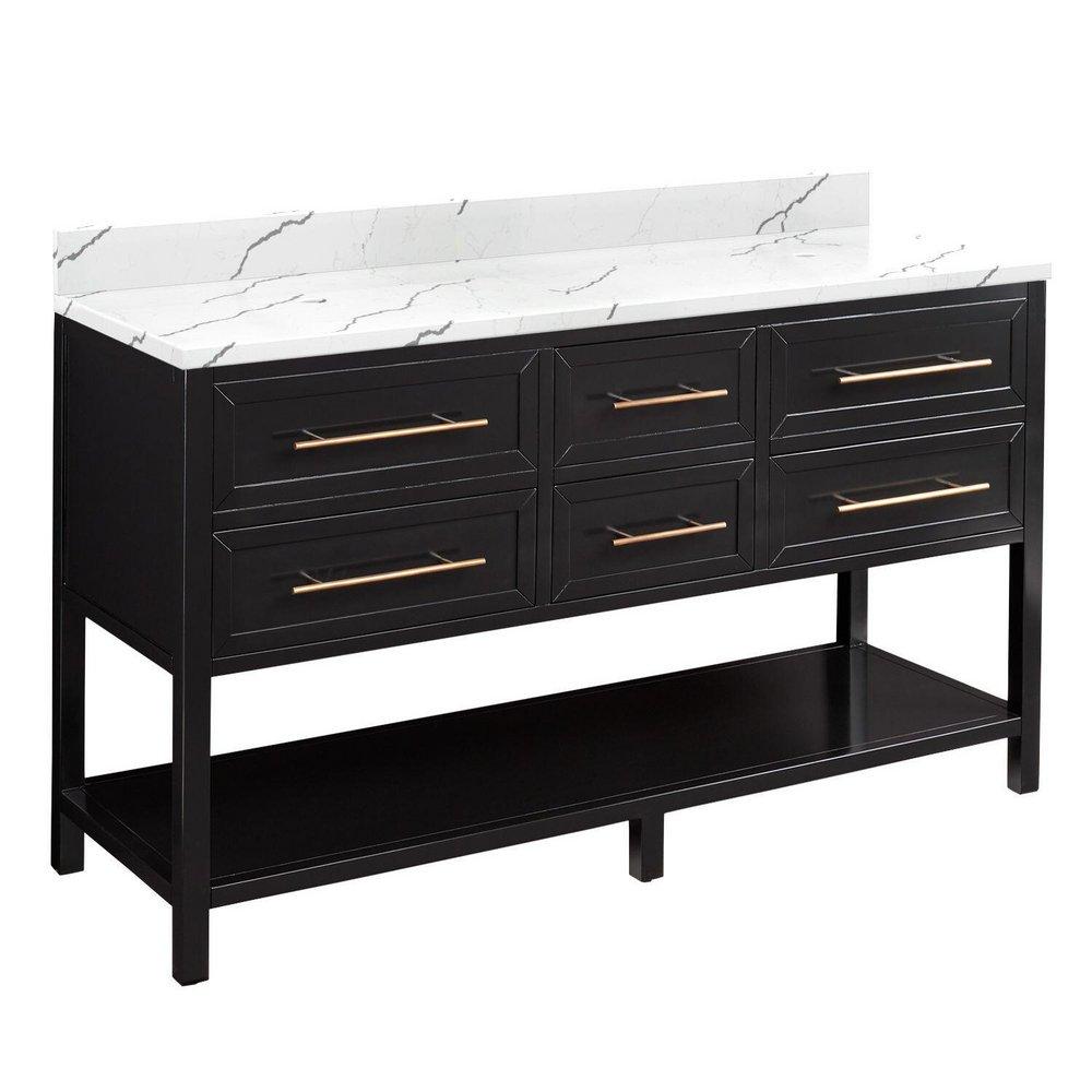 Signature Hardware Black 60 in. Floor Mount Vanity 