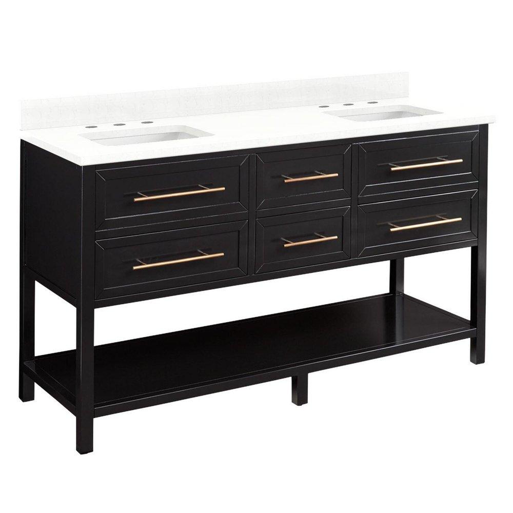 Signature Hardware Black 60 in. Floor Mount Vanity 