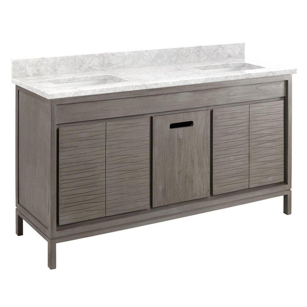 Signature Hardware Grey Wash 59-3/4 in. Floor Mount Vanity 