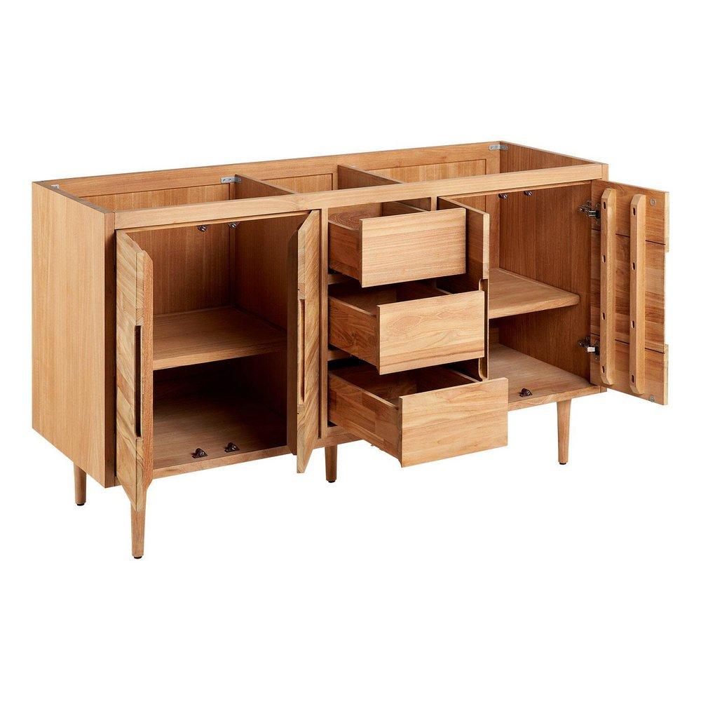 Signature Hardware Natural Teak 60-1/8 in. Floor Mount Vanity 