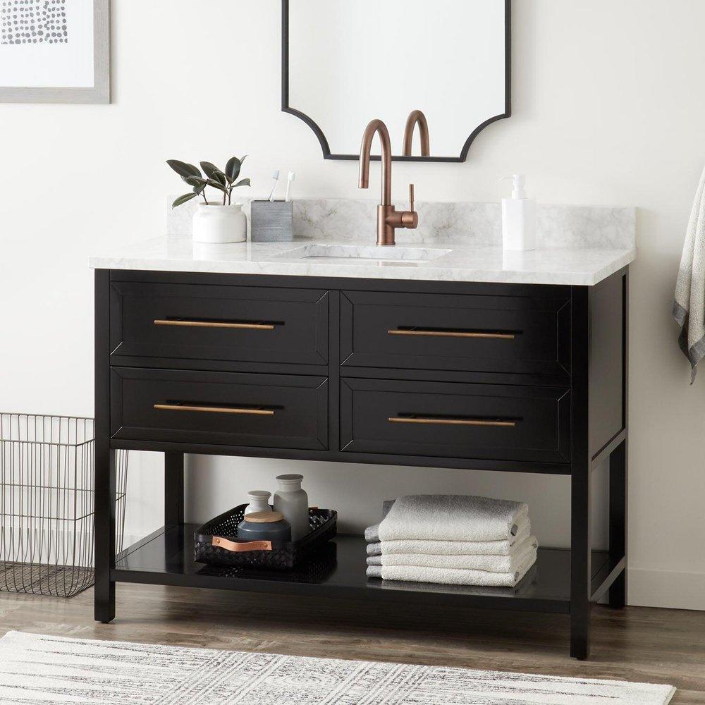 Signature Hardware Black 48 in. Floor Mount Vanity 