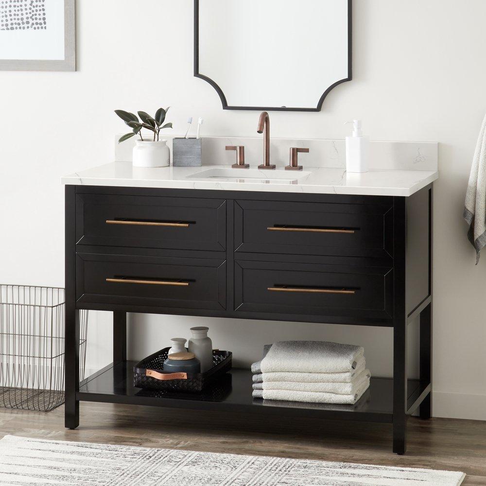 Signature Hardware Black 48 in. Floor Mount Vanity 