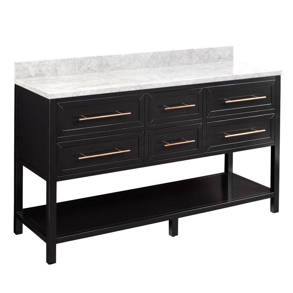 Signature Hardware Black 60 in. Floor Mount Vanity 