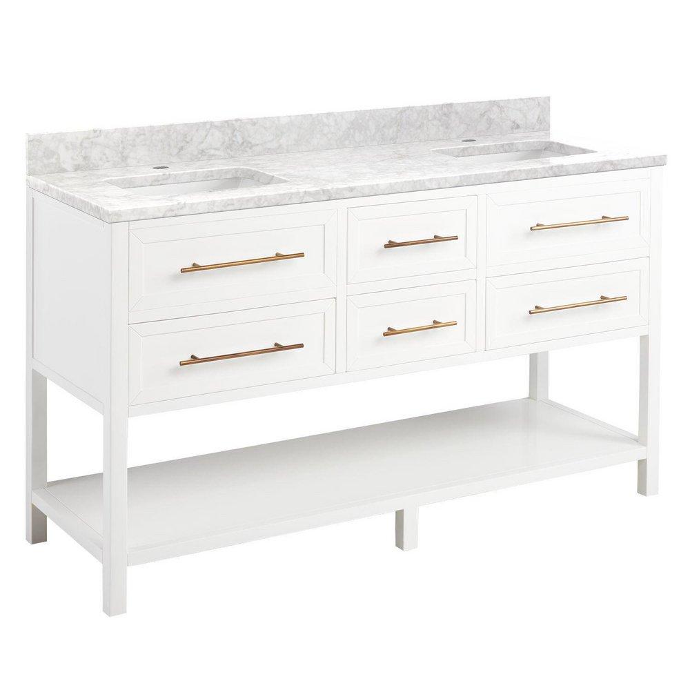 Signature Hardware Bright White 60 in. Floor Mount Vanity 