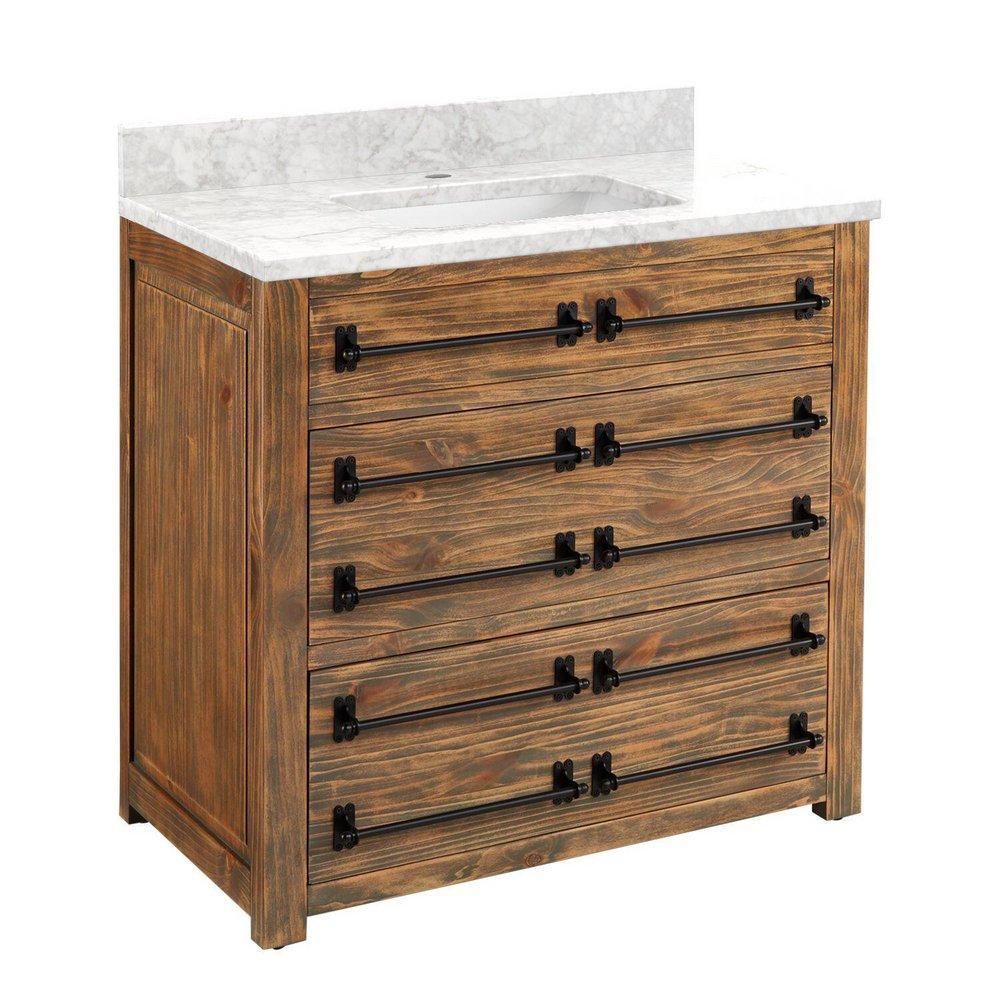 Signature Hardware Grey Wash 36 in. Floor Mount Vanity 
