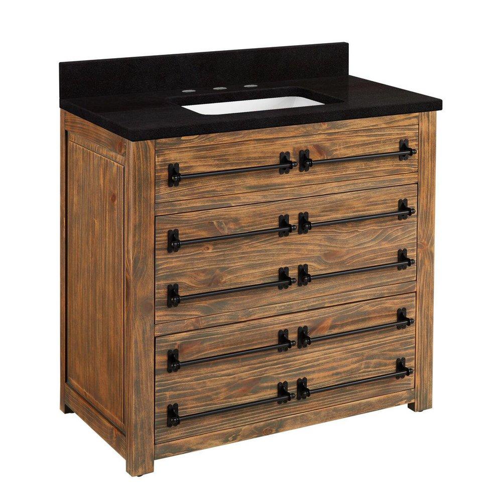 Signature Hardware Grey Wash 36 in. Floor Mount Vanity 