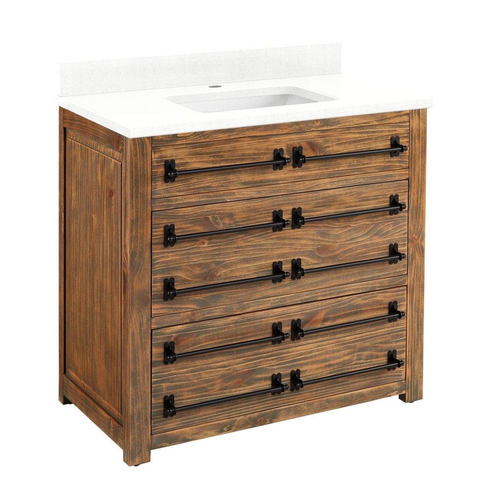 Signature Hardware Grey Wash 36 in. Floor Mount Vanity 