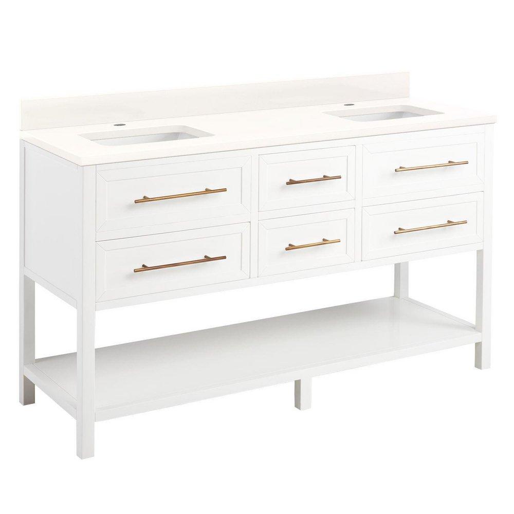 Signature Hardware Bright White 60 in. Floor Mount Vanity 