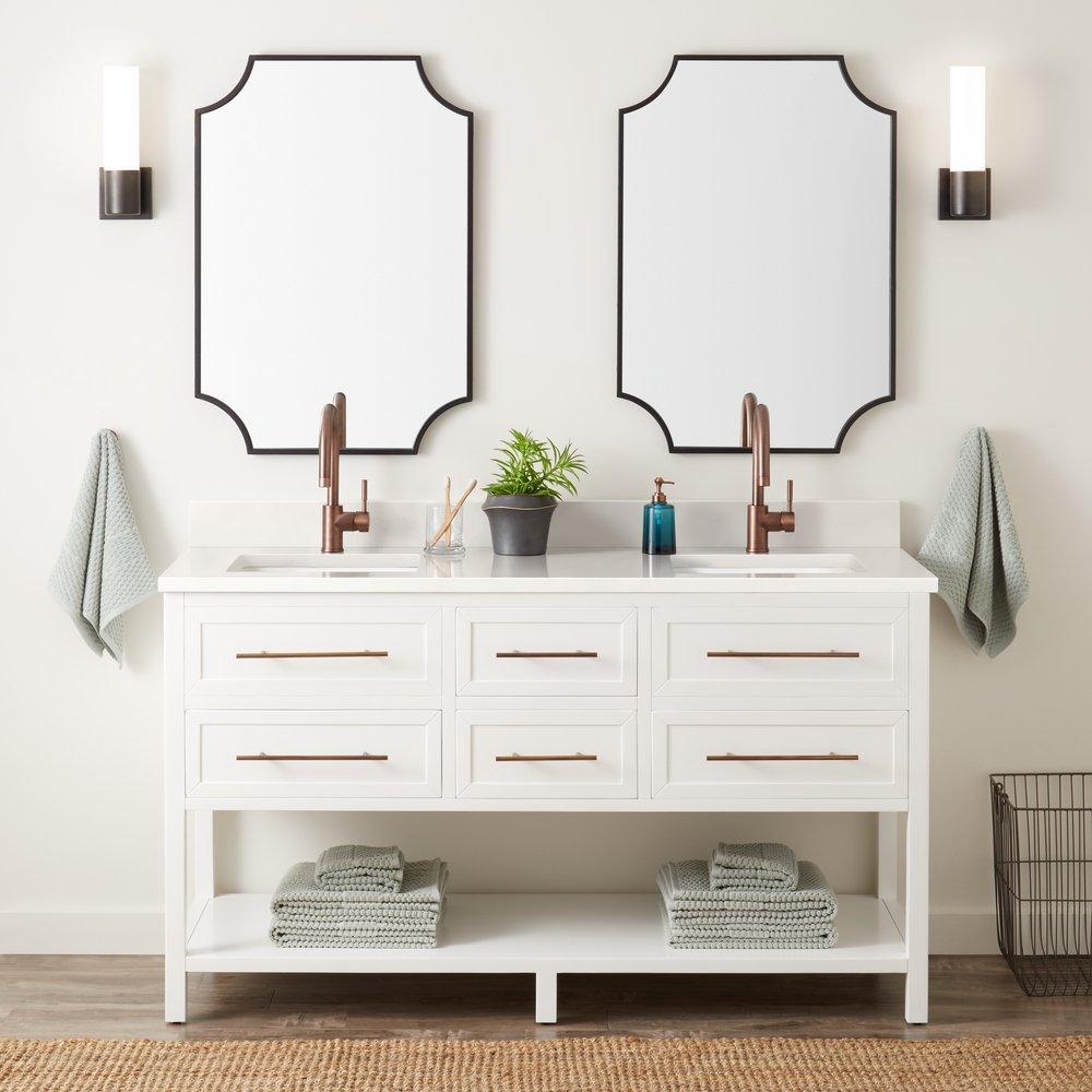 Signature Hardware Bright White 60 in. Floor Mount Vanity 