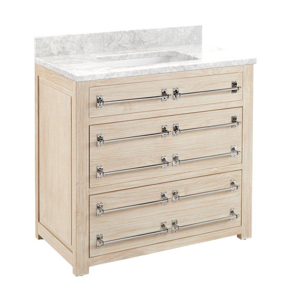 Signature Hardware Whitewash Pine 36 in. Floor Mount Vanity 