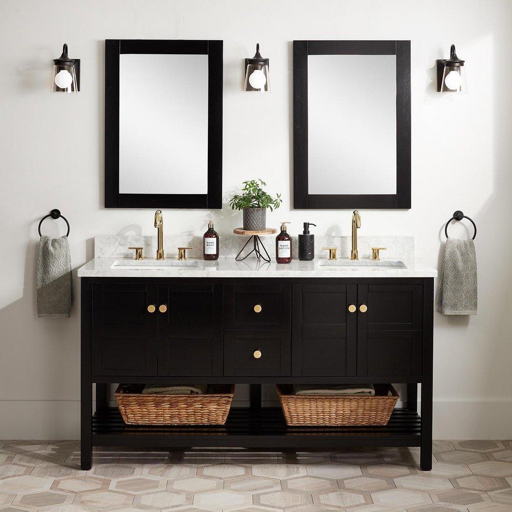 Signature Hardware Black 60 in. Floor Mount Vanity 