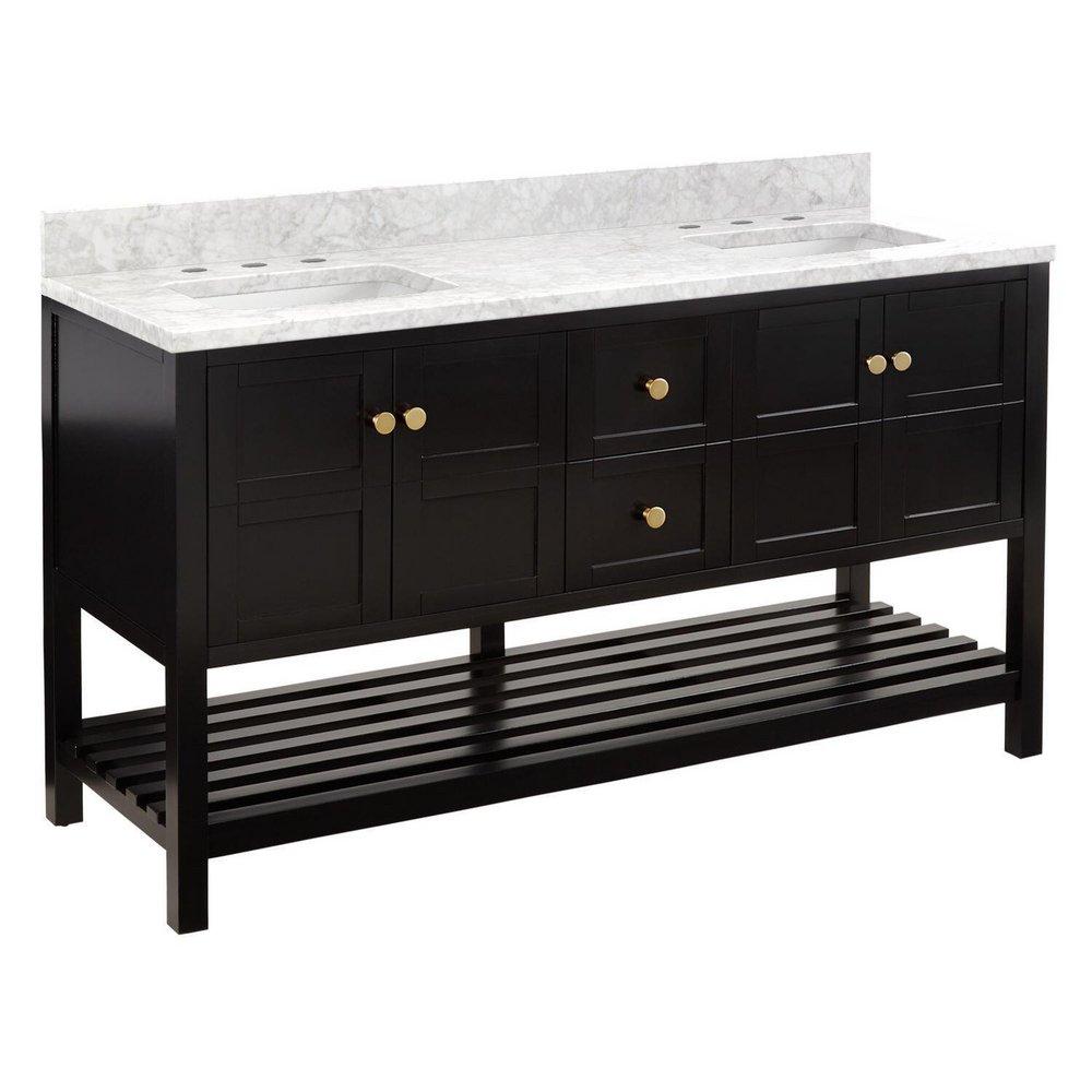 Signature Hardware Black 60 in. Floor Mount Vanity 