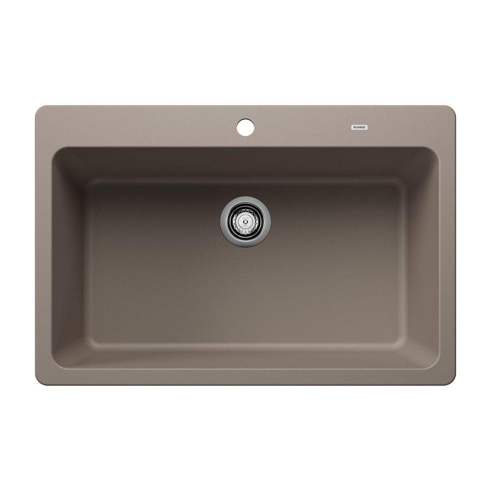 BLANCO Truffle 33 x 22 in. 1-Hole Granite Single Bowl Dual Mount Kitchen Sink 