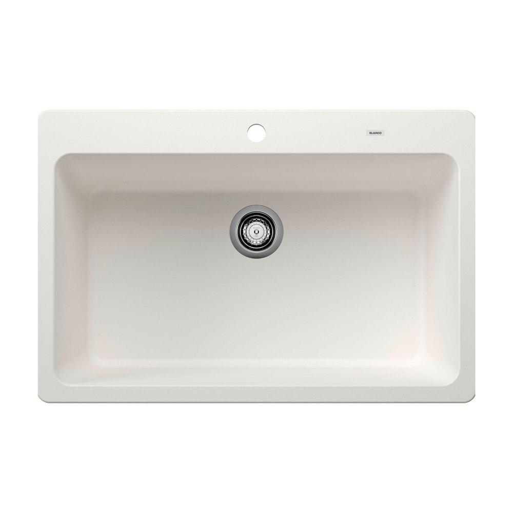 BLANCO White 33 x 22 in. 1-Hole Granite Single Bowl Dual Mount Kitchen Sink 