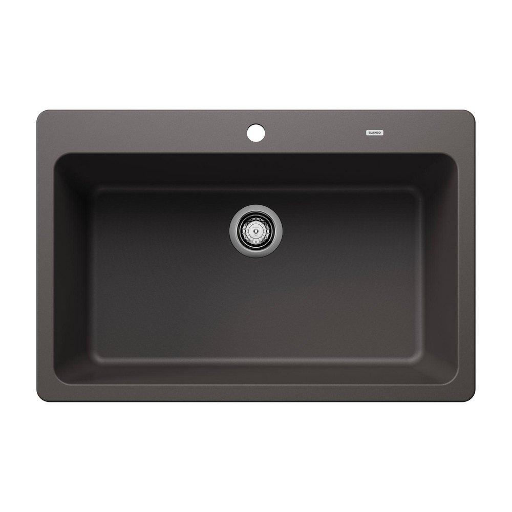 BLANCO Cinder 33 x 22 in. 1-Hole Granite Single Bowl Dual Mount Kitchen Sink 