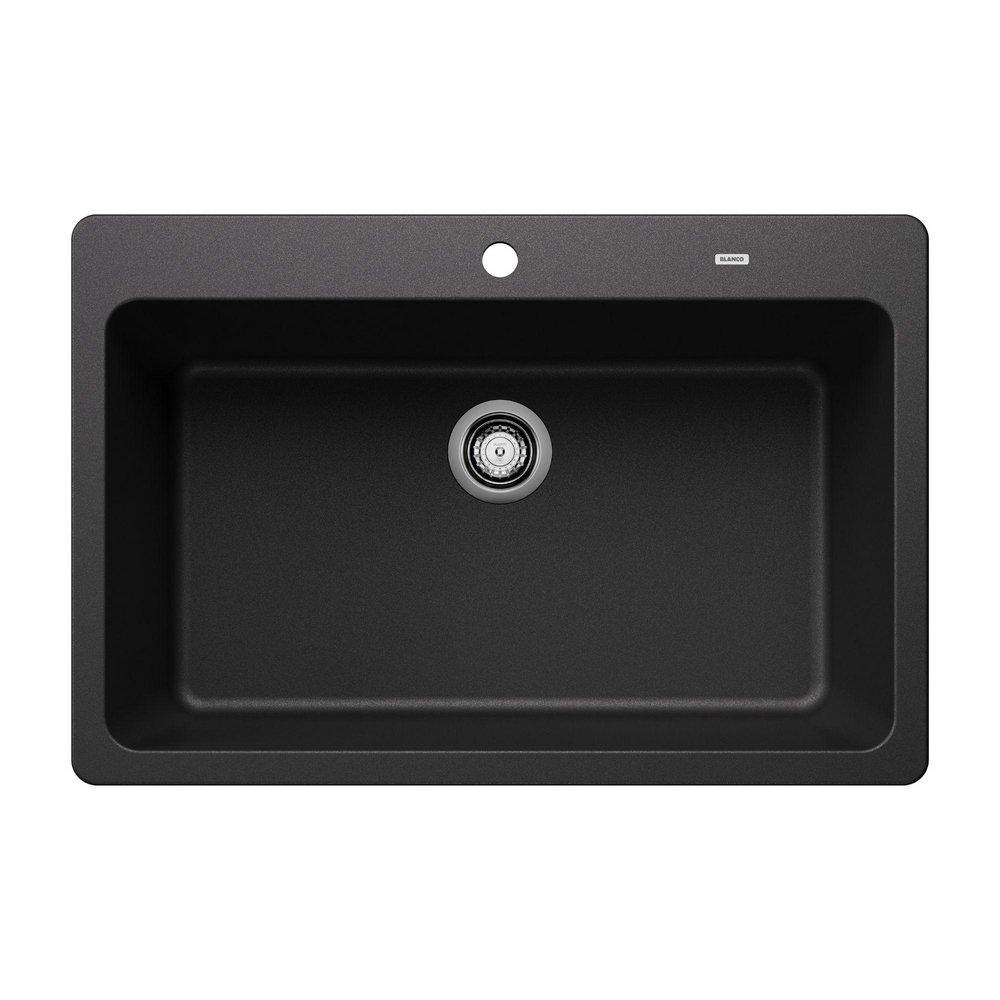 BLANCO Anthracite 33 x 22 in. 1-Hole Granite Single Bowl Dual Mount Kitchen Sink 