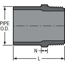 1 x 3/4 x 2 in. Spigot x MPT Schedule 80 PVC Adapter in Grey