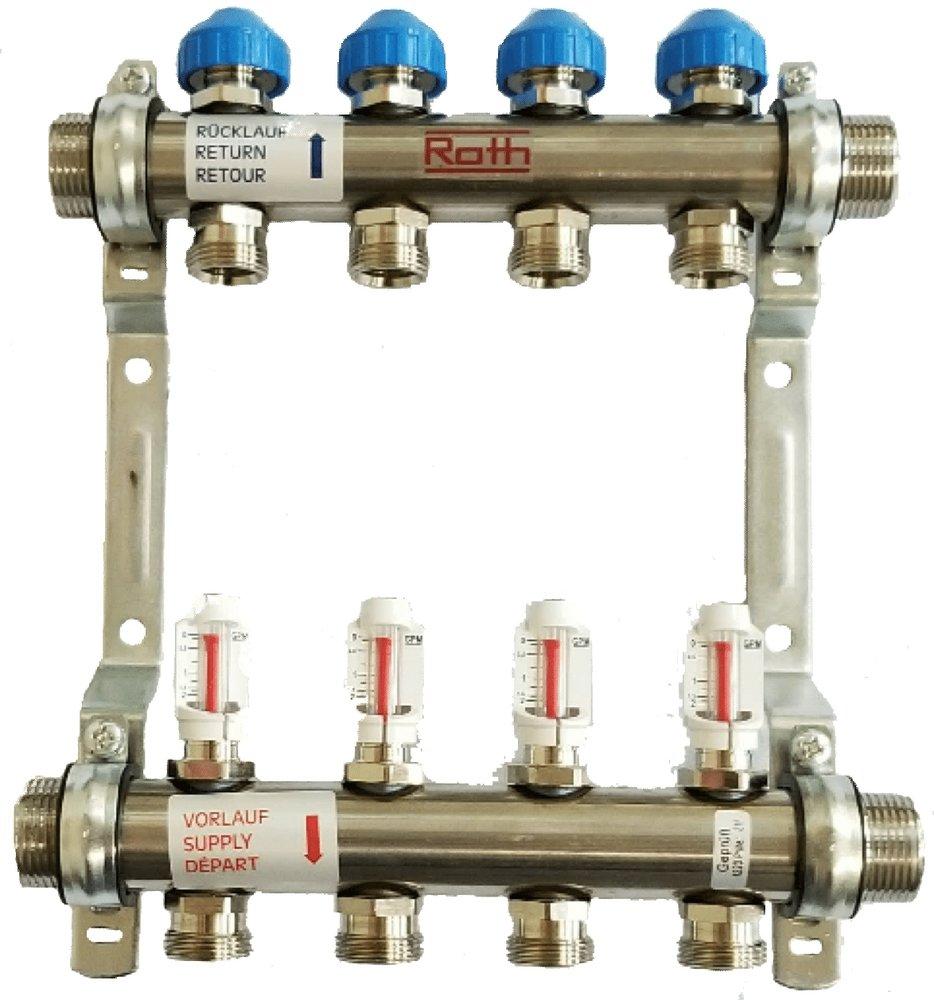 Roth Industries Hydronic Branch Manifold 87 psi Stainless Steel 