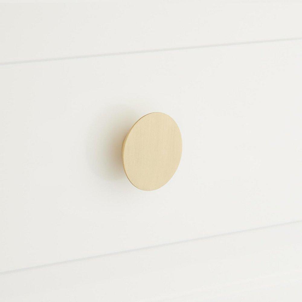 Signature Hardware Satin Brass Solid Brass Round Cabinet Knob 