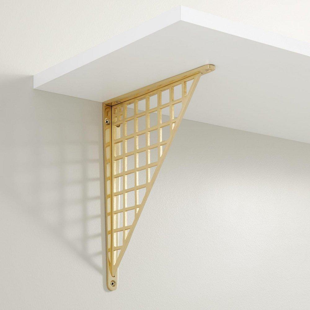 Signature Hardware Polished Brass/Satin Brass 6-3/8 in. Solid Brass Shelf Bracket 