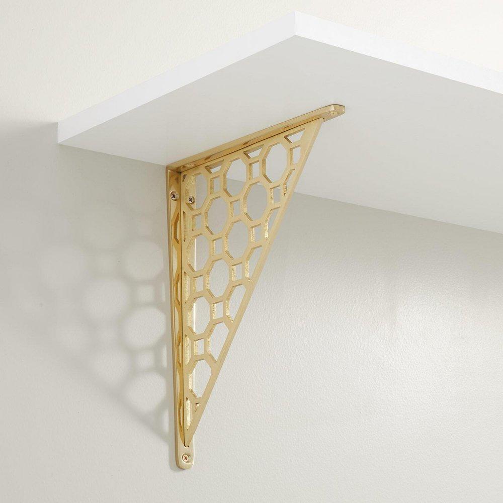 Signature Hardware Polished Brass/Satin Brass 8-3/4 in. Solid Brass Shelf Bracket 