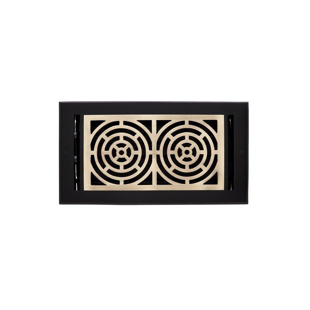 Signature Hardware Matte Black/Antique Brass 7-1/2 in. Residential Ceiling & Sidewall Register in Matte Black with Antique Brass 