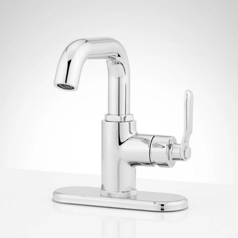 Signature Hardware Chrome Single Handle Monoblock Bathroom Sink Faucet 