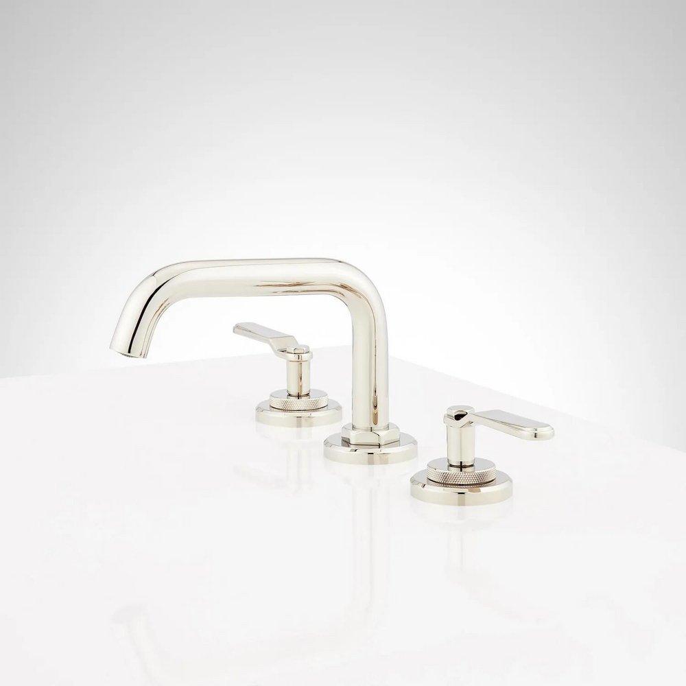 Signature Hardware Polished Nickel Two Handle Widespread Bathroom Sink Faucet 