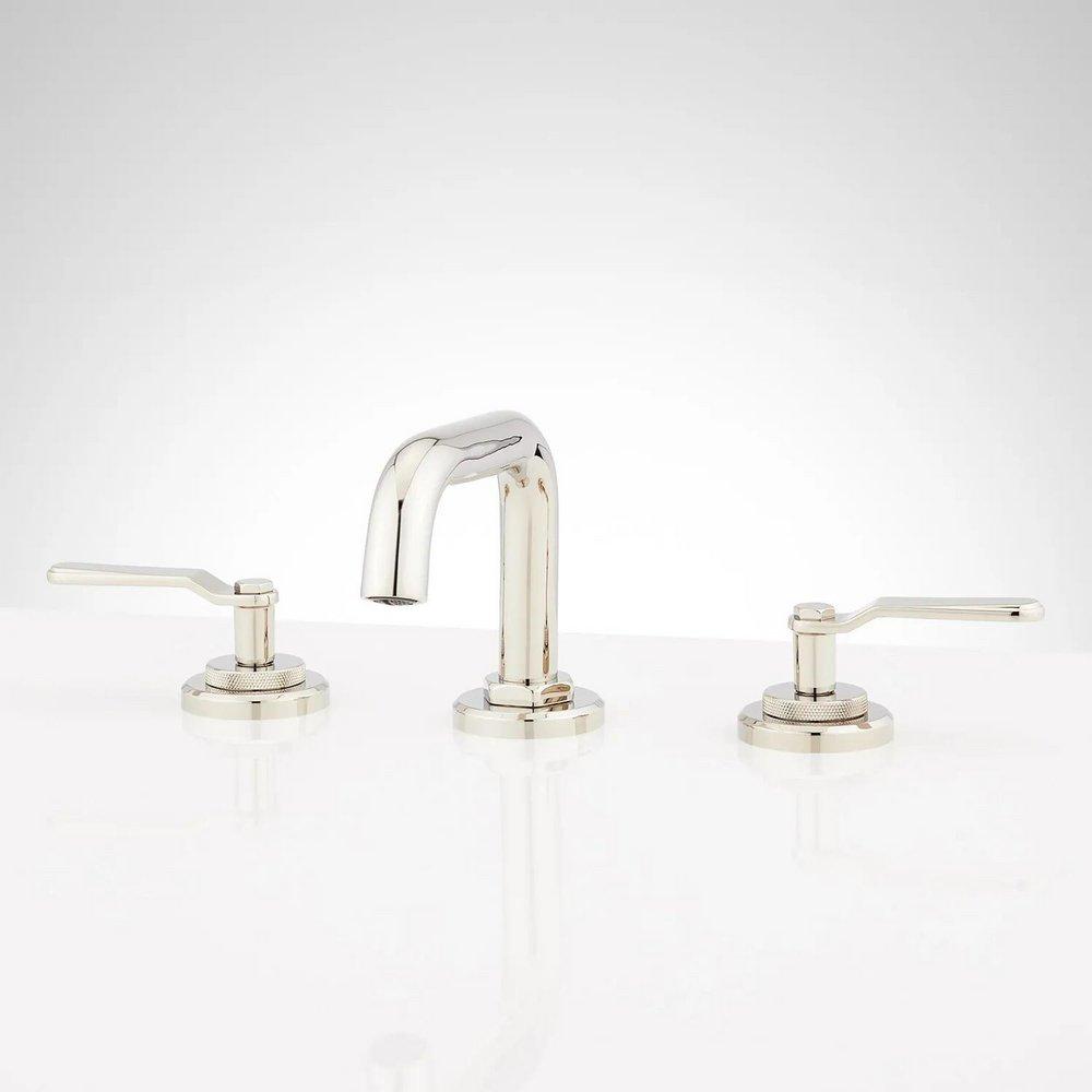Signature Hardware Polished Nickel Two Handle Widespread Bathroom Sink Faucet 