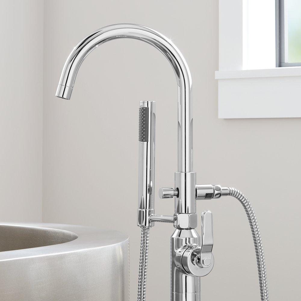 Signature Hardware Brushed Nickel Single Handle Monoblock Bathroom Sink Faucet 