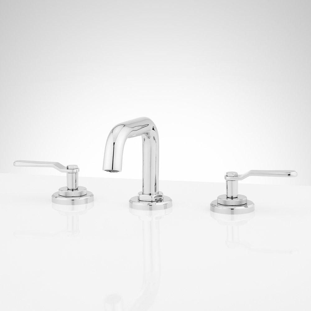 Signature Hardware Chrome Two Handle Widespread Bathroom Sink Faucet 